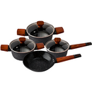 Jogo Panela Antiaderente Cerâmico 5 Peças+3Tampas aro aço inox Atóxico